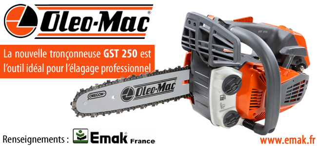 Nouvelle tronçonneuse d’élagage professionnelle GST 250 par OLEO-MAC !